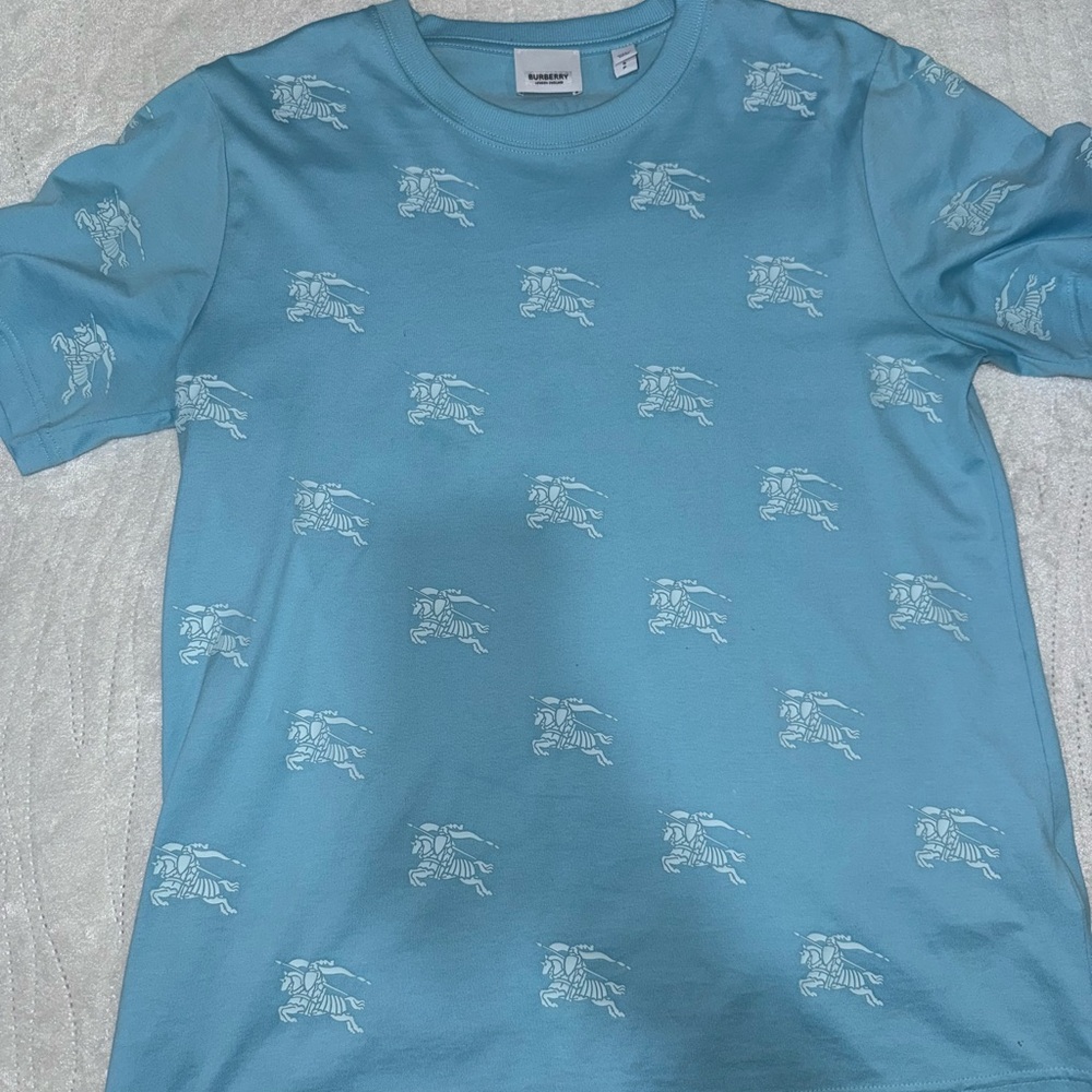 Burberry Blue Tee with raised logo